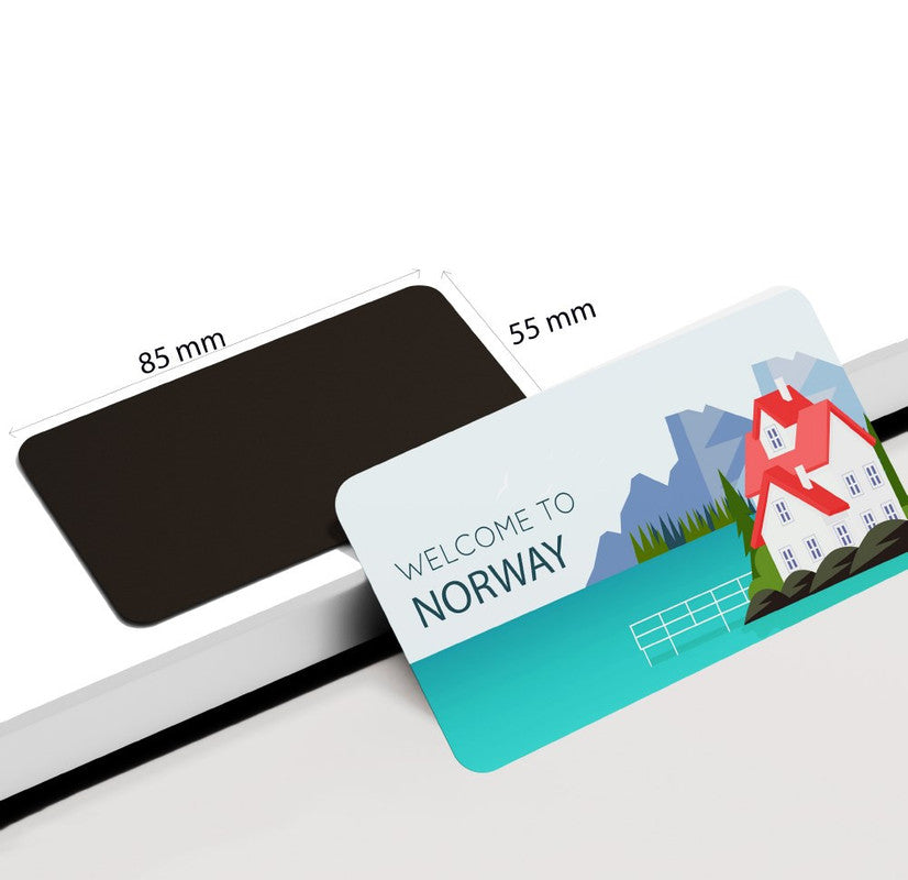dhcrafts Rectangular Rubber Fridge Magnet / Magnetic Card Multicolor Norway Design Pack of 1 (8.6cm x 5.4cm)